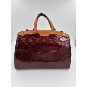 Louis Vuitton Vernis Patent Leather Burgundy MM 2-Way Brea Bag Purple
